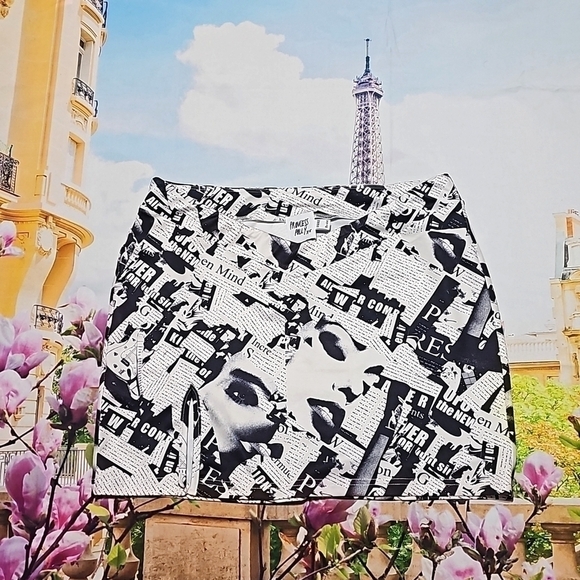 Princess Polly Graphic Newspaper Print Mini Skirt Size 6 - Picture 1 of 10